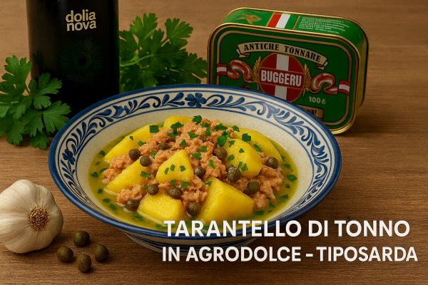 Tarantello di tonno in agrodolce  - Sardisches Kartoffel-Tarantello Rezept | Kapern &amp; Vermentino