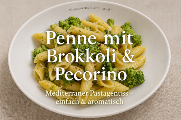 Penne mit Brokkoli, Pecorino Maturo &amp; Chili - Penne mit Brokkoli &amp; Pecorino – Mediterranes Pasta-Rezept