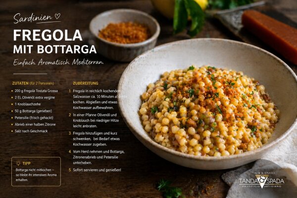 Fregola mit Bottarga – Original sardisches Rezept | tiposarda.de - Fregola mit Bottarga Rezept | Original sardisch kochen mit Fregola