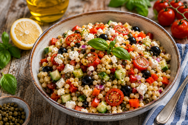 Fregola Salat mediterran – perfektes Sommerrezept - Fregola Salat mediterran | Sommerrezept mit Fregola Sarda