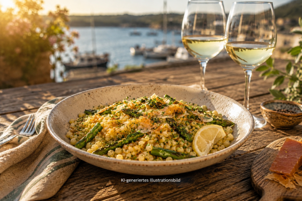 Fregola mit grünem Spargel und Bottarga – sardisches Frühlingsrezept - Fregola mit Spargel und Bottarga | Sardisches Frühlingsrezept