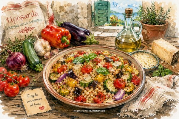 Fregola vegetarisch mit Ofengemüse | Sardisches Rezept | tiposarda - Fregola vegetarisch mit Ofengemüse – Sardisches Rezept | tiposarda