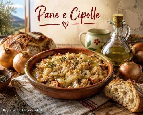 Pane e Cipolle Rezept | Italienische Brotsuppe mit Zwiebeln - Pane e Cipolle Rezept | Italienische Brotsuppe mit Zwiebeln