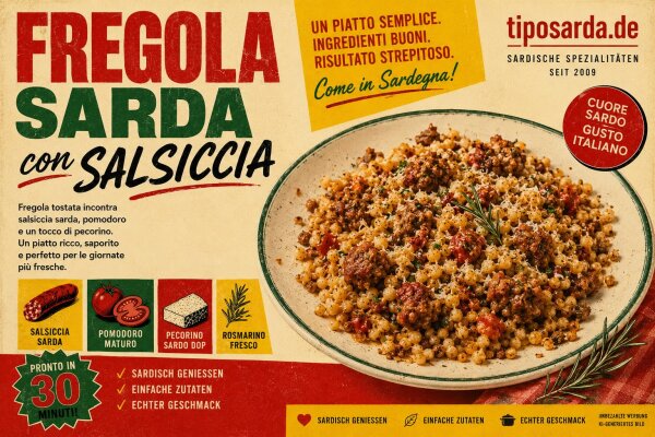 Fregola Sarda mit Salsiccia – herzhaftes Rezept aus Sardinien - Fregola mit Salsiccia – sardisches Rezept | tiposarda