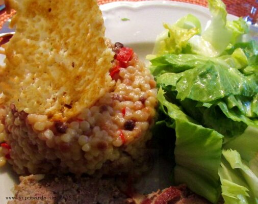 Fregola Risotto mit Pecorinochips - sardische Rezepte Kochtipps tiposarda sardische Feinkost &amp; Spezialitäten